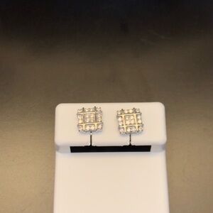 925 Sterling Silver Square Stud Earrings with moissanite .26 ctw